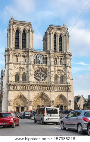 PARIS FRANCE - OCTOBER 11 2015: Notre-Dame de Paris (French for 