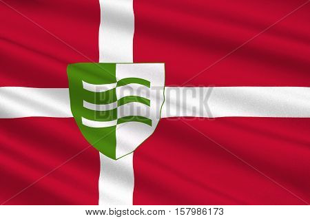Flag of Lejre is a municipality in Denmark in Zealand Region. 3d illustration