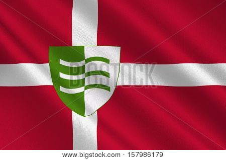 Flag of Lejre is a municipality in Denmark in Zealand Region. 3d illustration