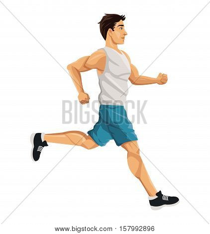 Man running icon. Healthy lifestyle fitness sport and bodycare theme. Vector illustration