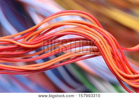 Closeup of the Electric Cables with colored background