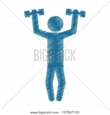 drawing colored silhouette man lifting dumbbell vector illustration eps 10