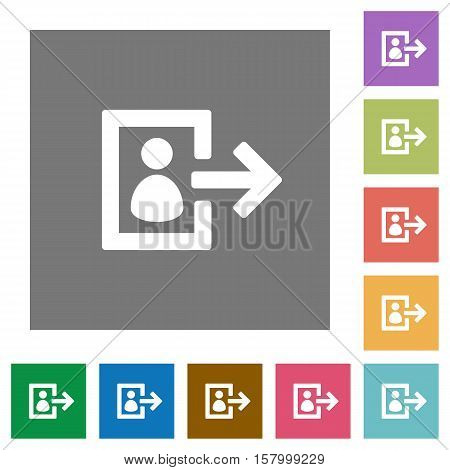 User logout flat icons on simple color square background.