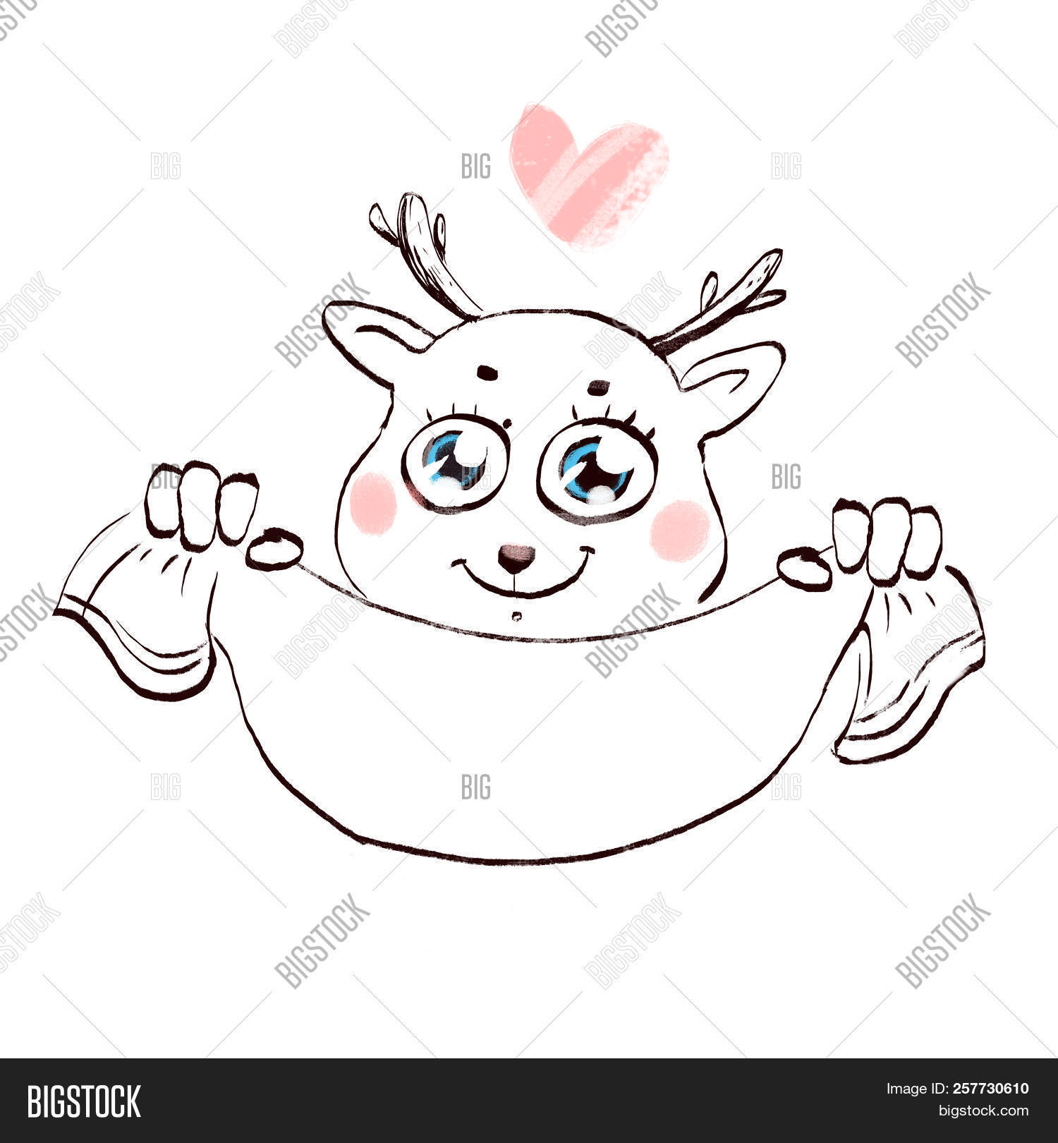 Cute Sketch Deer Image Photo Free Trial Bigstock