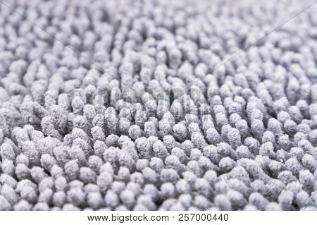 Gray Carpet Texture. Doormat Carpet Closeup. Pattern, Details