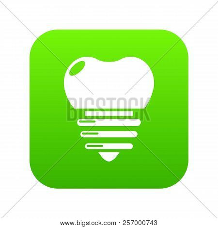 Dental Implant Icon Green Isolated On White Background