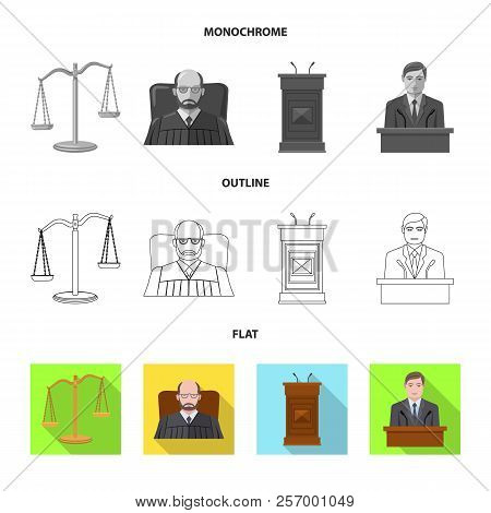 Vector Illustration Of Law And Lawyer Logo. Set Of Law And Justice Vector Icon For Stock.