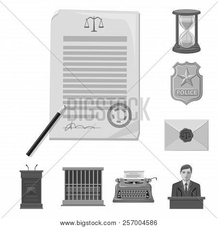 Vector Design Of Law And Lawyer Symbol. Collection Of Law And Justice Stock Vector Illustration.