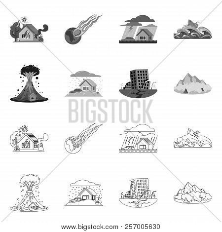 Vector Illustration Of Natural And Disaster Sign. Collection Of Natural And Risk Stock Vector Illust