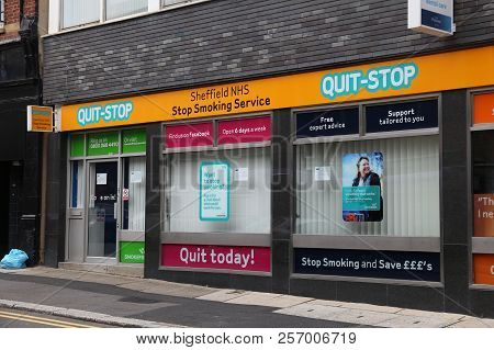 Sheffield, Uk - July 10, 2016: Quit-stop Clinic For Stopping The Smoking Habit In Sheffield, Yorkshi