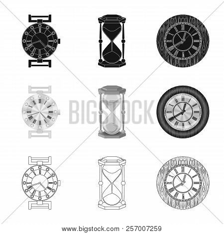 Isolated Object Of Clock And Time Icon. Set Of Clock And Circle Stock Vector Illustration.