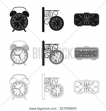 Vector Illustration Of Clock And Time Icon. Set Of Clock And Circle Vector Icon For Stock.
