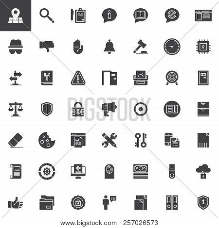General Data Protection Regulation Vector Icons Set Modern Solid Symbol Collection, Filled Style Pic