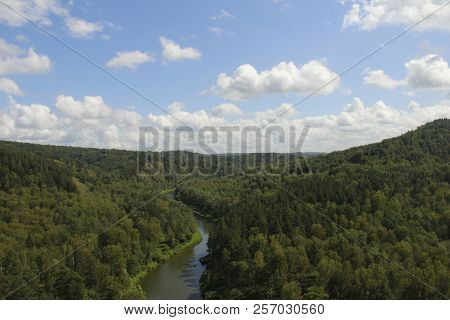River Between Mountains In Summer In Sibir