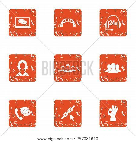 Constant Communication Icons Set. Grunge Set Of 9 Constant Communication Icons For Web Isolated On W