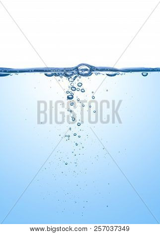 Plashing Water With Underwater Bubbles Isolated On White Background