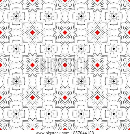 The Seamless Vector Pattern Consisting Of Simple Geometrical Figures And Thin Lines.
