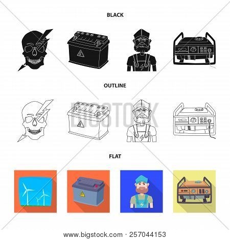 Vector Design Of Electricity And Electric Sign. Collection Of Electricity And Energy Stock Symbol Fo