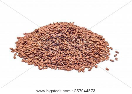 Heap Of Flax Seeds Studio Isolated On White