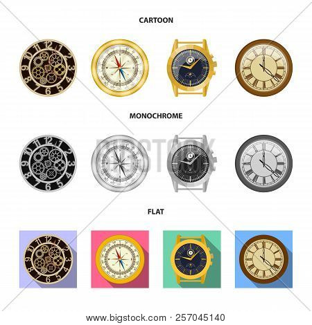 Isolated Object Of Clock And Time Symbol. Set Of Clock And Circle Stock Vector Illustration.