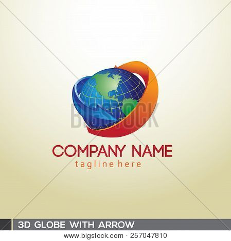 Modern And Three Dimension Of Globe With Sophisticated Arrow