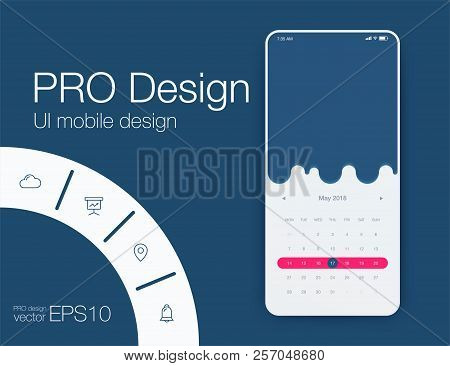 Weather Ui. Material Design. Stock Vector Illustration