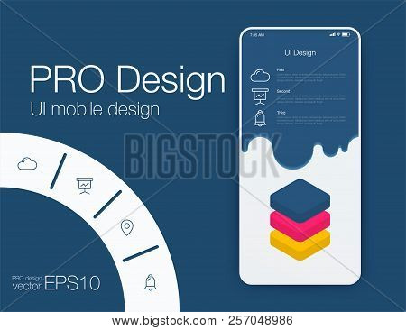 Weather Ui. Material Design. Stock Vector Illustration