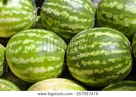Market Counter With Delisios Watermelons.