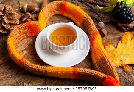 Hot Mulled Wine With Cinnamon Cardamom And Anise On Wooden Background