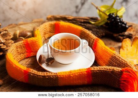 Hot Mulled Wine With Cinnamon Cardamom And Anise On Wooden Background