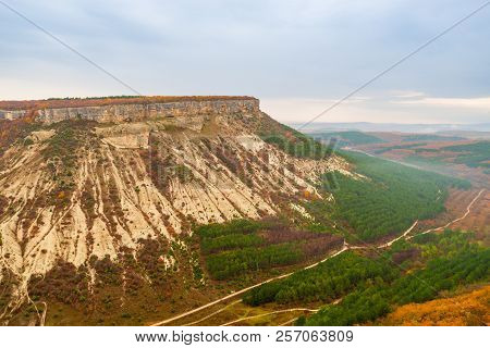 Table Mountain Of Crimea Peninsula, Bakhchisaray, Cloudy Day