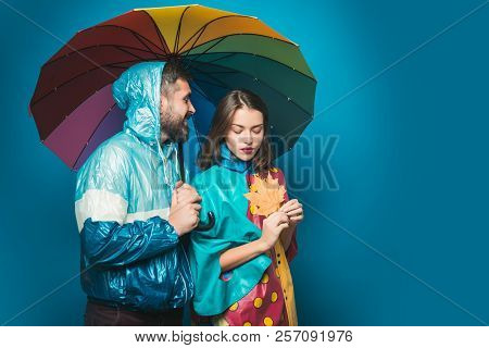Autumn Woman And Young Man. Space For Your Text. Black Friday Shopping. Autumn Time For Fashion Sale