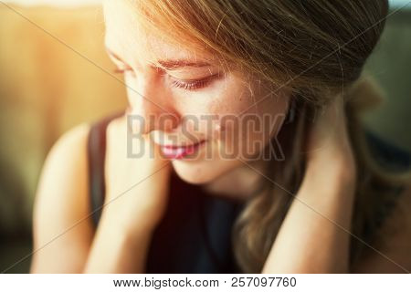 Fair Hair Female Holding Cup Tea Coffee