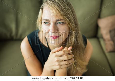 Fair Hair Female Holding Cup Tea Coffee
