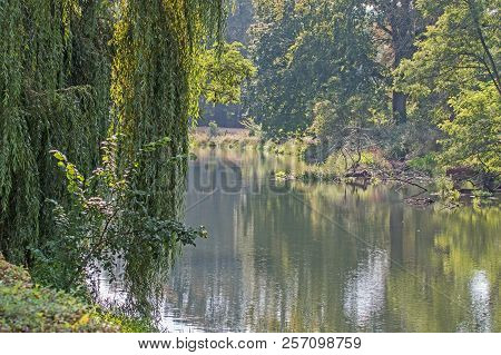 River In The Morning.
River In The Morning. Illuminated By The Rays Of The Rising Sun. Lazily Flowin