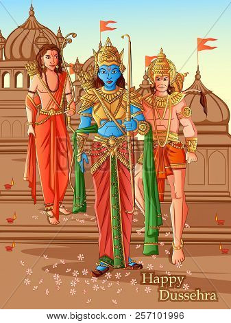 Indian God Rama For Happy Dussehra Festival Of India
