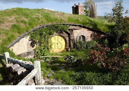 Matamata, New Zealand - April 6, 2011: Hobbiton Village Movie Set For The Lord Of The Rings Trilogy
