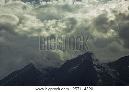 A Heavy Evening Sky Before A Thunderstorm In The Mountains
