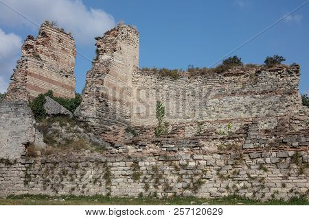 Ruins Of The Walls Of Constantinople. The Walls Surrounded The Old City On All Sides, Protecting It 