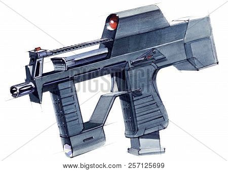 Picture Of An Exclusive Automatic Weapon Submachine Gun For Melee.