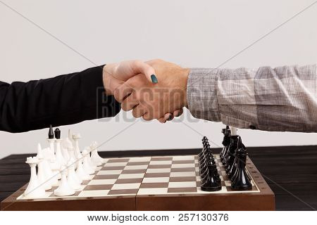 Chess Players Are Shaking Hands. Chess Game