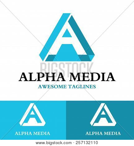 Letter A Alpha Media Paper Business Logo Design Template. Flat Style Design. Vector Illustration
