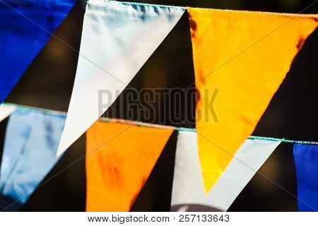 Carnival Garland with Flags, Decorative Party Pennants for Birthday Celebration, Festival and Fair Decoration, Hanging Flags, Bunting Flags ,Triangle Fabrics Hanging on the Rope, Bunting Background 