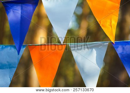 Carnival Garland with Flags, Decorative Party Pennants for Birthday Celebration, Festival and Fair Decoration, Hanging Flags, Bunting Flags ,Triangle Fabrics Hanging on the Rope, Bunting Background 
