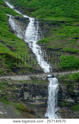 Waterfall, Going To The Sun Road, Glacier National Park, Montana