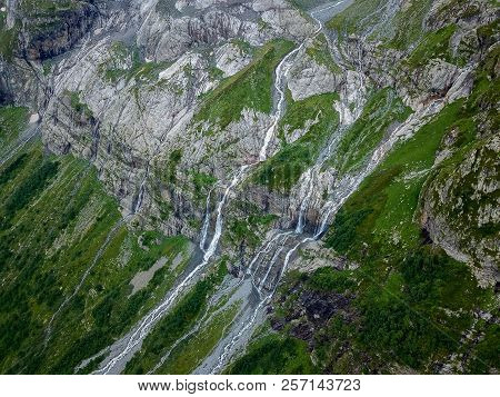 Aerial View From The Drone. Sofia Waterfalls, Lower Arkhyz, Karachay Cherkess Republic.