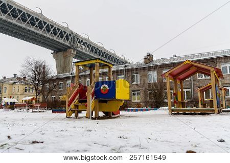 Saint Petersburg, Russia - January 12, 2018: Western High-speed Diameter Over The The Building Of Ki
