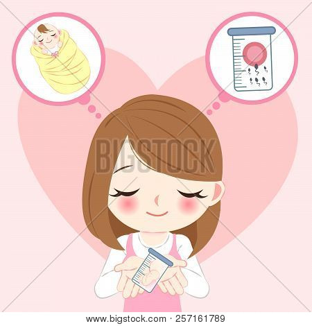 Woman With In Vitro Fertilizationon The Blue Background