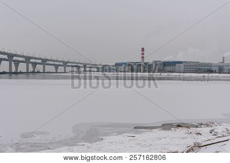 Western High-speed Diameter From Kanonersky Island In Winter. Saint Petersburg. Russia,