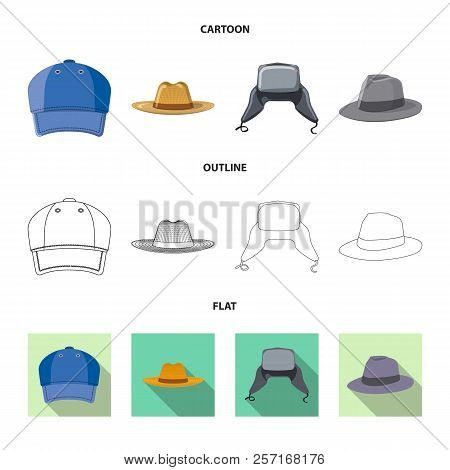Vector Design Of Headwear And Cap Sign. Collection Of Headwear And Accessory Vector Icon For Stock.